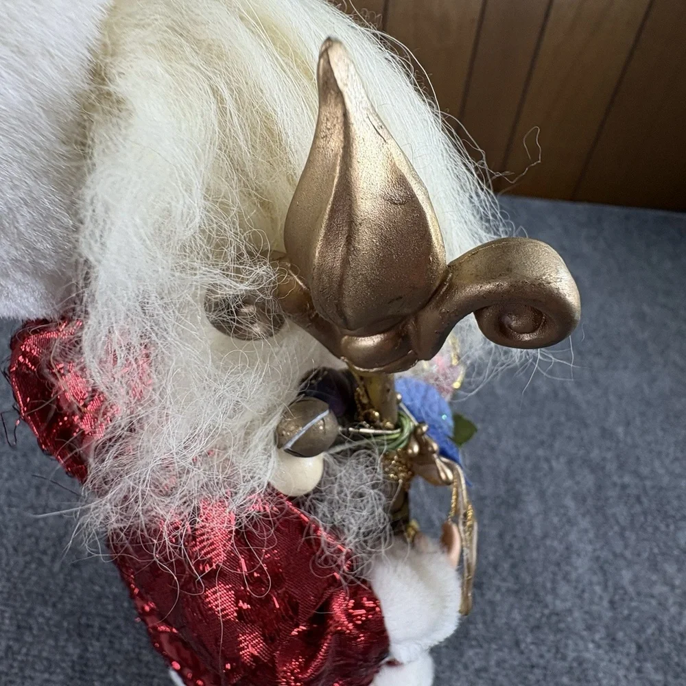 VTG Y2K Santa Claus Christmas‎ Figure or Tree Topper 12 Ornament Gold Staff 90s
